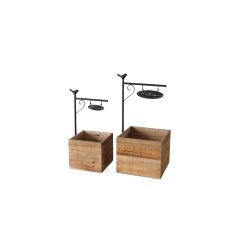   Welcome virágláda szett fa és fém,21x20x45/26x21x55cm, Aneta – Boltze