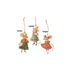 Egérke 6,5x1x10,3cm, fém függődísz, Mossy – Boltze