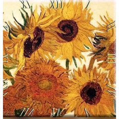Üveg falióra 30x30cm, Van Gogh: Napraforgók