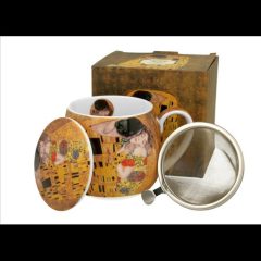   Duo Gift Porcelánbögre tetővel, fémszűrővel, 430ml, dobozban, Klimt:The Kiss
