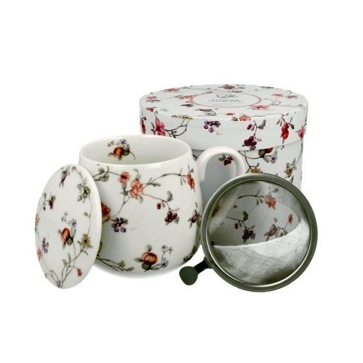 Duo Gift Porcelánbögre tetővel, fémszűrővel, 400ml, dobozban, Safa