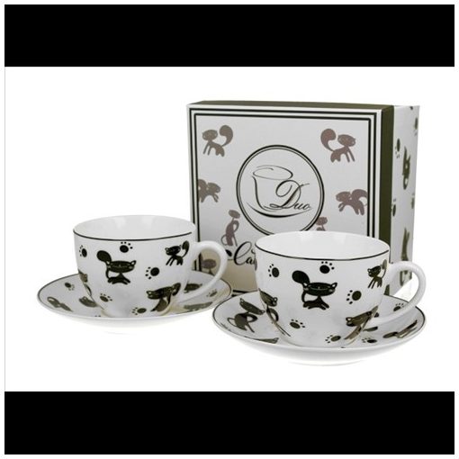 Duo Gift Porceláncsésze+alj, 250ml, 2 személyes, dobozban, Koty Czarne