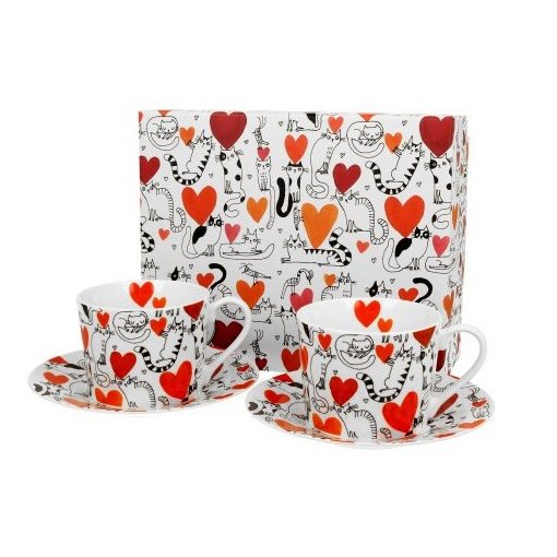 Porceláncsésze+alj,230ml,2 személyes, dobozban, Serca