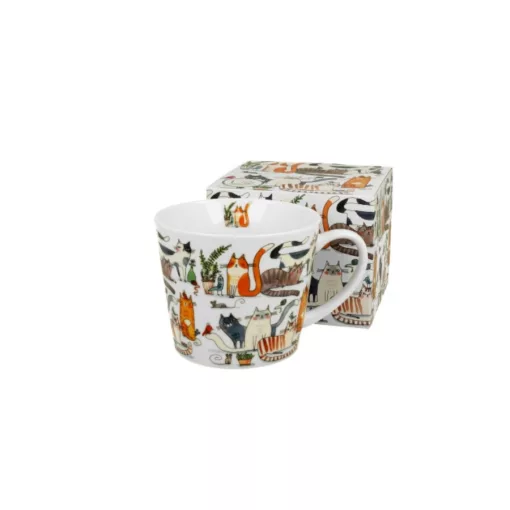 Porcelánbögre 610ml, dobozban, Lazy Cats – Duo Gift