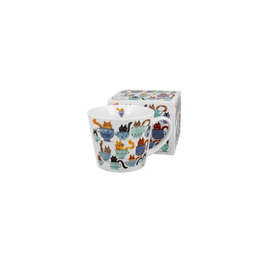 Porcelánbögre 600ml, dobozban, Teacup Cats – Duo Gift