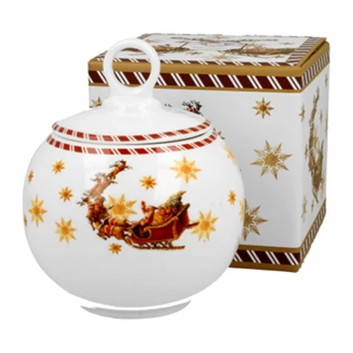 Duo Gift Porcelán keksztároló 12cm, 700ml, dobozban, Santa on Sleigh