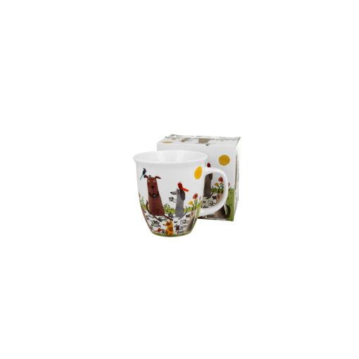 Porcelánbögre 650ml, dobozban, Dog picnic – Duo Gift