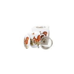   Porcelánbögre tetővel, fémszűrővel, 400ml, dobozban, Squirrel – Duo Gift