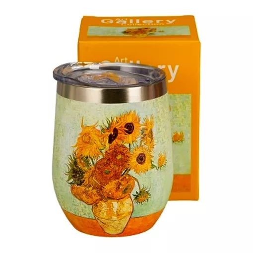Rozsdamentes acél, hőtartó útikulacs, duplafalú, 0, 33 l, Van Gogh: Napraforgók – Duo Gift