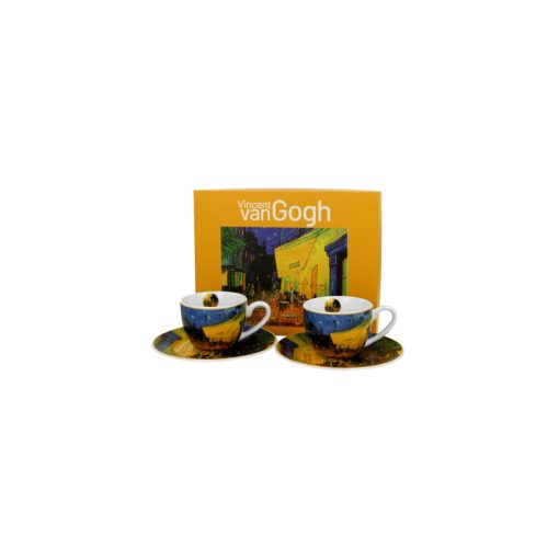 Porceláncsésze+alj, 110ml, 2 személyes, dobozban, Van Gogh: Kávéház éjjel – Duo Gift