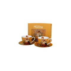   Porceláncsésze+alj 270ml, dobozban, 2 személyes, Mucha:Topáz – Duo Gift