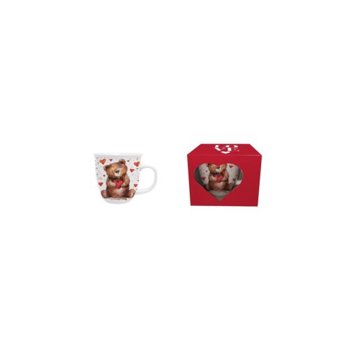 Porcelánbögre 650ml, dobozban, Teddy Bear with a Heart – Duo Gift