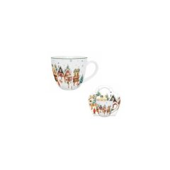   Porcelánbögre 460ml, díszcsomagolásban, Christmas Village – Duo Gift
