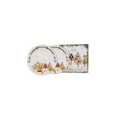   Porcelán desszerttányér szett, 2db-os, 19cm, dobozban, Christmas Village – Duo Gift