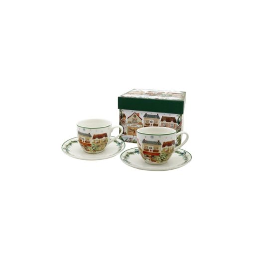 Porceláncsésze+alj, 270ml, 2 személyes, dobozban, Christmas City 2 – Duo Gift