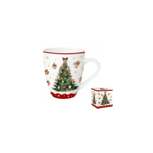 Porcelánbögre 1000ml, dobozban, Christmas Tree 3 – Duo Gift