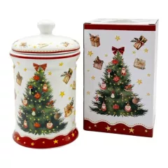   Porcelán keksztároló 11x19cm, 800ml, dobozban, Christmas Tree 3 – Duo Gift
