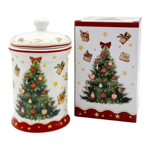 Porcelán keksztároló 11x19cm, 800ml, dobozban, Christmas Tree 3 – Duo Gift