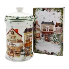   Porcelán keksztároló 11x19cm, 800ml, dobozban, Christmas City 2 – Duo Gift
