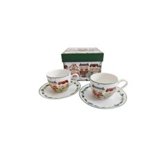   Porceláncsésze+alj, 90ml, 2 személyes, dobozban, Christmas City 2 – Duo Gift