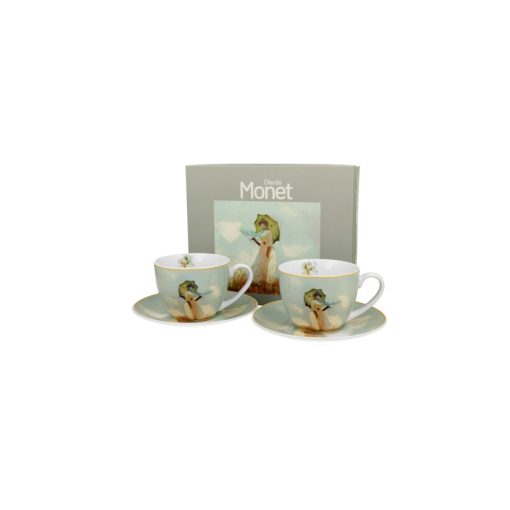 Porceláncsésze+alj, 270ml, 2 személyes, dobozban, Monet: Hölgy esrnyővel – Duo Gift