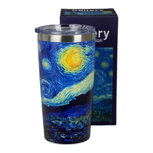 Rozsdamentes acél, hőtartó útikulacs, duplafalú, 0, 6 l, Van Gogh: Csillagos éj – Duo Gift