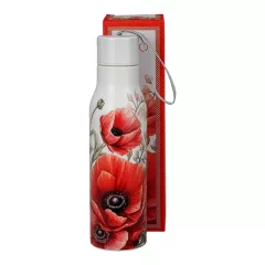   Rozsdamentes acél, hőtartó útipalack, duplafalú, 0, 5 l, Poppies – Duo Gift