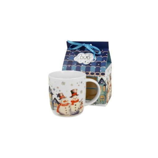 Porcelánbögre 400ml, házikó díszcsomagolásban, Snowman – Duo Gift
