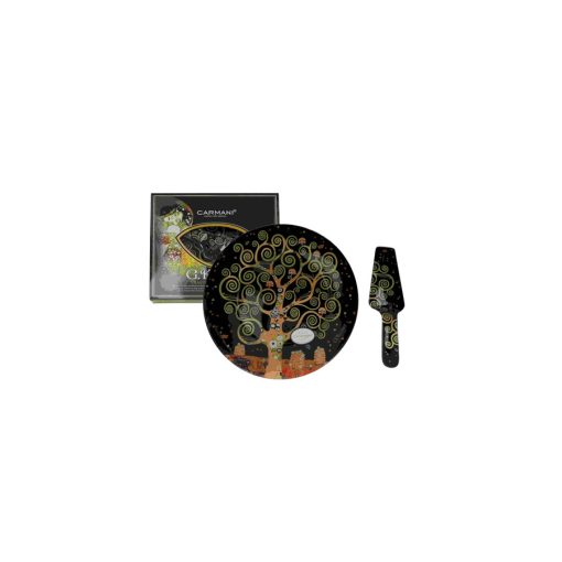 Üvegtányér lapáttal, 30cm, Klimt:Életfa – Carmani