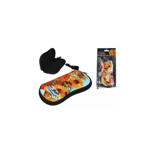 Textilbevonatú puha szemüvegtok 16x16,5cm, VanGogh: Napraforgók – Carmani