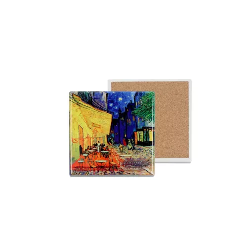 Kerámia alátét, alján parafa bevonattal, 10,8x10,8cm, Van Gogh: Kávéház éjjel – Carmani