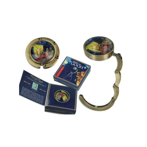 Táskatartó 4,5x4,5x1,5cm, fémkeretes, Van Gogh: Kávéház éjjel – Carmani