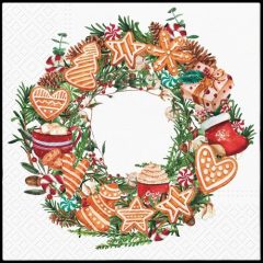 PAW Gingerbread Wreath papírszalvéta 33x33cm, 20db-os