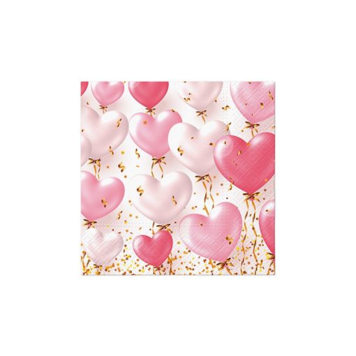 Heart Balloons Rose papírszalvéta 33x33cm, 20db-os – PAW