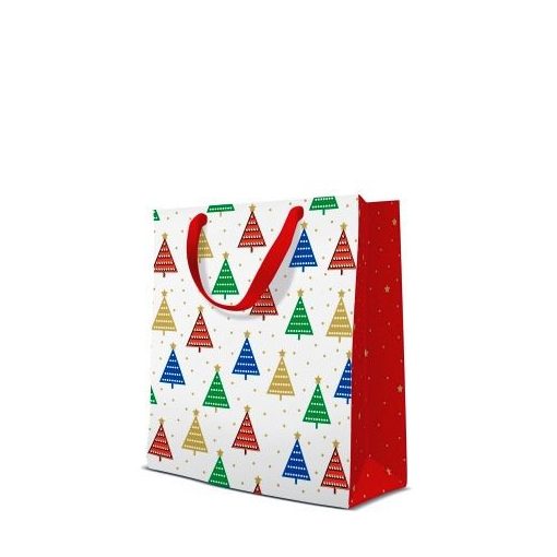 Colorful Christmas Trees  papír ajándéktáska medium 20x25x10cm