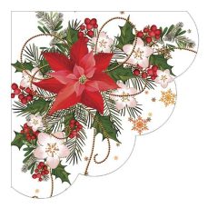 Poinsetia composition papírszalvéta 32cm, 12db-os