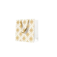   Grunge Textured Snowflakes Gold papír ajándéktáska cd-s 17x17x6cm – PAW