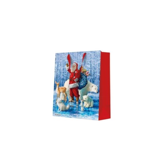 Santa Claus With Animals papír ajándéktáska medium 20x25x10cm – PAW