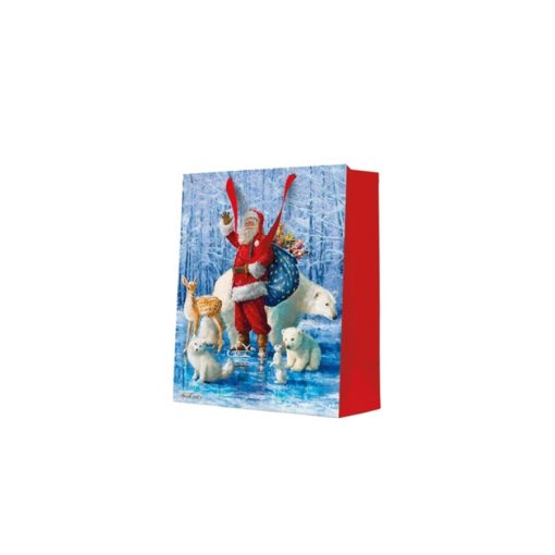 Santa Claus With Animals papír ajándéktáska large 26,5x33,5x13cm – PAW