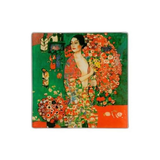 Üvegtányér 13x13cm, Klimt: A táncos