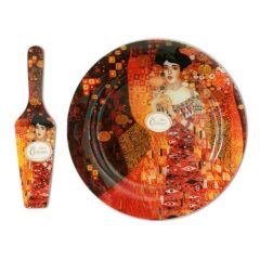 Üvegtányér lapáttal 30cm,Klimt: Adele Bloch