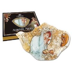 Üveg teafiltertartó 14x9cm, Mucha: Tél