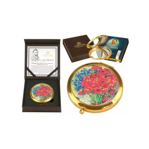 Kézitükör nagyítós, fémkeretben,11cm, Van Gogh:Pipacsok és százszorszépek – Carmani