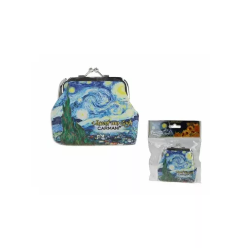 Műbőr pénztárca 9x7,5x2cm, Van Gogh:Csillagos Éj – Carmani