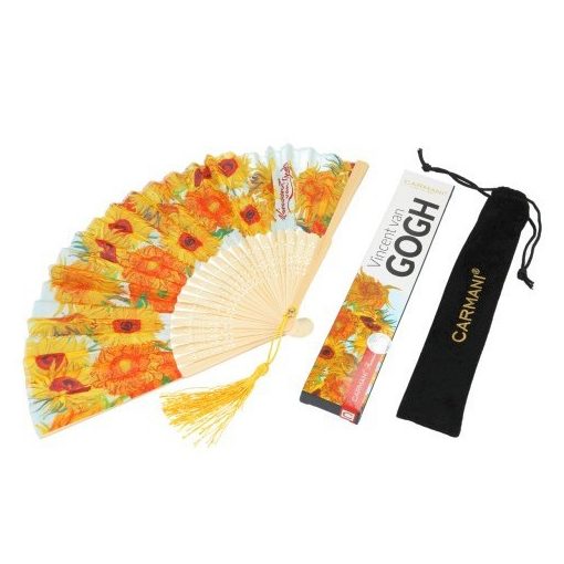 Legyező 20cm, műanyag-polyester, Van Gogh: Napraforók