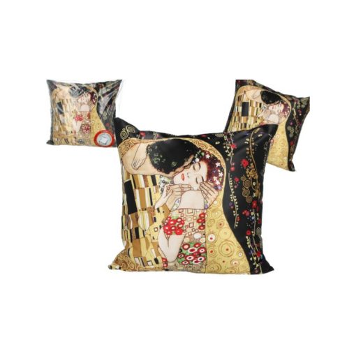 Párna 45x45cm, polyester, Klimt:The Kiss fekete – Carmani
