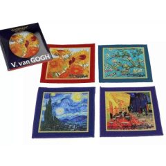   Carmani Szövött jellegű poháralátét 4 db-os szett, 10,5x10,5cm , polyester, Van Gogh:vegyes