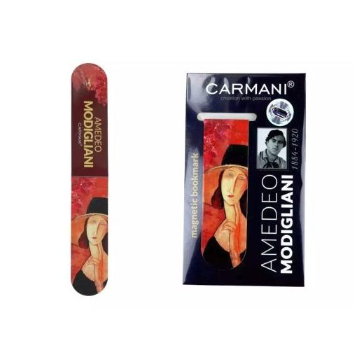 Mágneses könyvjelző 30x100mm, papír, Modigliani: Jeanne Hebuterne kalapban