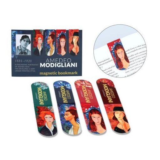 Mágneses könyvjelző 20x54mm, papír, Modigliani: vegyes, 4 db-os
