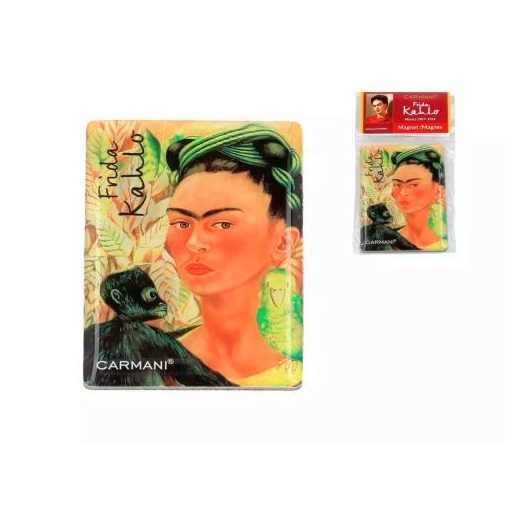 Hűtőmágnes 50x70mm, Frida Kahlo: Önarckép majommal és papagájjal